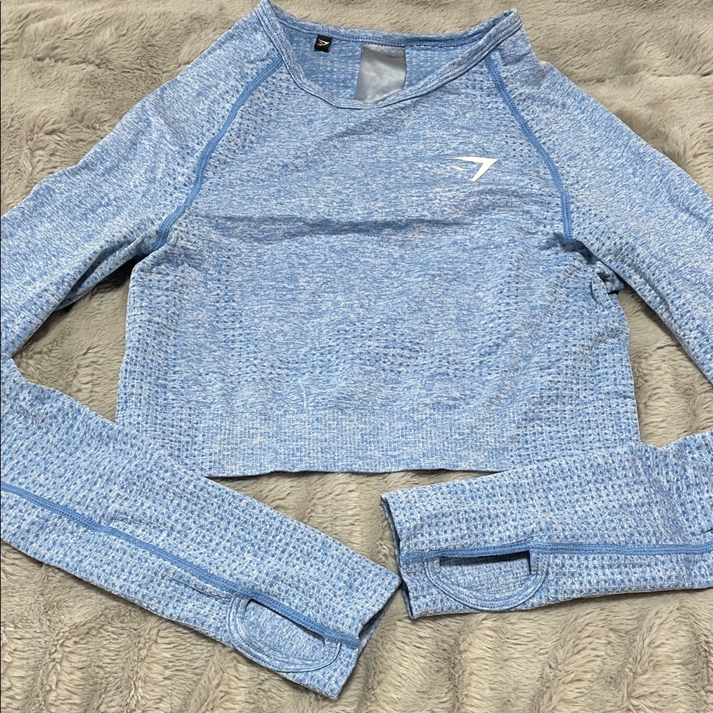 Gymshark Light Blue Textured Crop Top